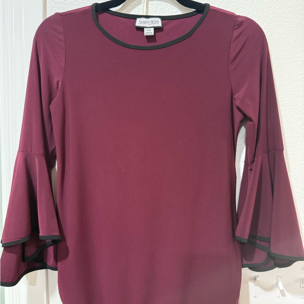 Sam & Jess Burgundy Bell Sleeve Top